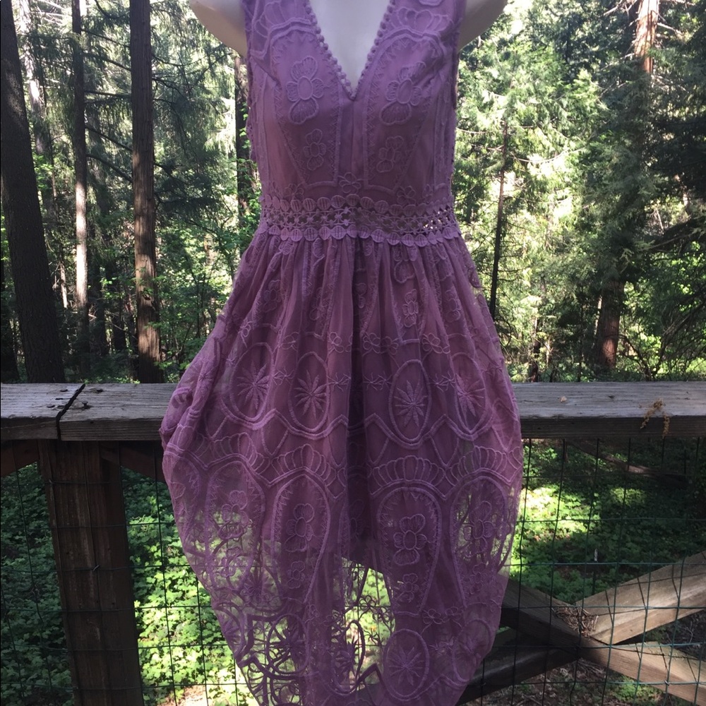 She + Sky   Lilac stretchy lace  panel pastel maxi dress, HPx3 - Picture 9 of 11
